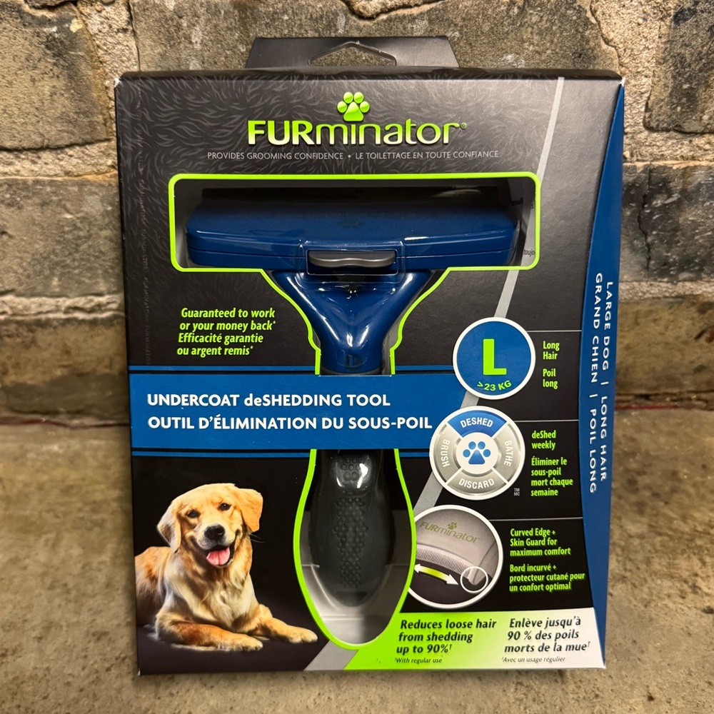 FURminator Undercoat Deshedding Tool for Long-haired Large Dogs